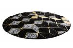 Kusový koberec Gloss 400B 86 3D geometric black/gold kruh - 150x150 (průměr) kruh cm