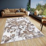 Kusový koberec Shine 105922 Floral White Grey Brown - 67x120 cm