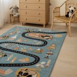 Dětský kusový koberec Fun Route Street animals blue - 80x150 cm