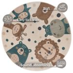 Dětský koberec Adventures 105968 Cream Brown Blue kruh - 140x140 (průměr) kruh cm