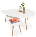 2SET konferenční stolek GOSMI bílý/přírodní