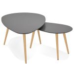 2SET konferenční stolek GOSMI šedý/přírodní