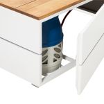 Stůl s plynovým ohništěm COSI- typ Cosipure 120 bílý rám / deska teak
