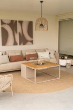 Stůl s plynovým ohništěm COSI- typ Cosiloft 100 písečně béžový / kamenná deska