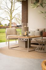 Stůl s plynovým ohništěm COSI- typ Cosiloft 100 písečně béžový / kamenná deska