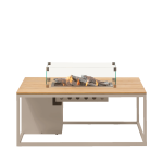 Stůl s plynovým ohništěm COSI- typ Cosiloft 120 písečně béžový / teaková deska