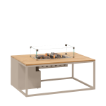 Stůl s plynovým ohništěm COSI- typ Cosiloft 120 písečně béžový / teaková deska