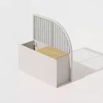 Zahradní modulární velký květináč se zakulacenou podpěrou a teakovým detailem LILIA RIGHT