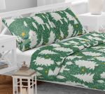 Vánoční bavlněné povlečení Stromky zelené 140x200, 70x90 cm