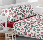 Vánoční bavlněné povlečení Ozdoby zelené 140x200, 70x90 cm Vánoční bavlněné povlečení Ozdoby zelené 140x200, 70x90 cm