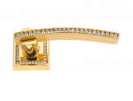luxusní rozetová klika MIMOZA GOLD s potahem 24 kt zlata, čiré krystaly