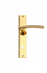 luxusní štítková klika MIMOZA GOLD s potahem 24 kt zlata, černé krystaly
