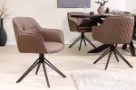 2SET židlo-křeslo EUPHORIA hnědá kůže otočná 180°