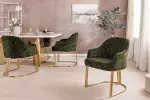 2SET židle EXTRAVAGANCIA tmavě zelená/zlatá žinylka
