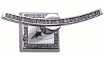 luxusní držák na kartáčky MIMOZA SIVER, černé krystaly