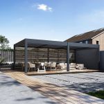 PANEL ZASTÍNĚNÍ WOOD, SKLÁPĚCÍ LAMELY, HORIZONTÁLNÍ 1,3 m pro bioklimatickou pergolu