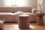 Taburet s ÚP VOQUE 40 CM růžový samet