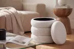 Taburet s ÚP VOQUE 40 CM krémově bílá colin bouclé