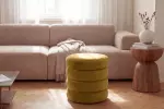 Taburet s ÚP VOQUE 40 CM žlutý samet