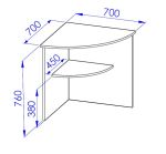 Rohový stůl sestavy Office C543 70×70