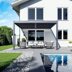 Bioklimatická pergola INTRO DUO 4x4 m, hliník - do stěny