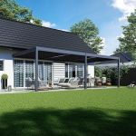 Bioklimatická pergola INTRO DUO 8x4 m, hliník - do stěny