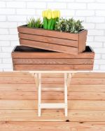 Truhlík MODERN 61 cm - s plastovým květináčem, hnědá