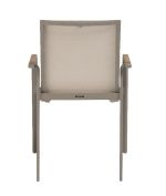 DIAMOND stohovatelné, hliníkové křeslo s teakovými područkami - taupe / béžová