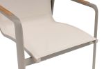 DIAMOND stohovatelné, hliníkové křeslo s teakovými područkami - taupe / béžová
