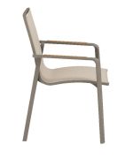 DIAMOND stohovatelné, hliníkové křeslo s teakovými područkami - taupe / béžová