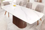Jídelní stůl UNIQUE II 200 CM bílý mramor/dýha ořech