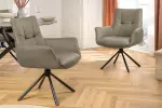 2SET jídelní židle SIGNATURE taupe/černá pravá kůže otočná