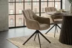 2SET jídelní židle PAPILLON šampaňská greige/černá samet otočná