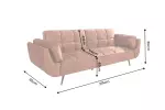 Pohovka BOUTIQUE 215 CM rezavě hnědá samet rozkládací Pohovka BOUTIQUE 215 CM rezavě hnědá samet rozkládací