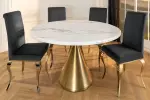 Kulatý jídelní stůl ELEGANCIA 130 CM bílá/zlatá umělý mramor