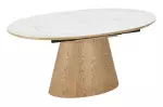 Rozkládací jídelní stůl UNIQUE 160-200 CM bílý keramika/dubová dýha