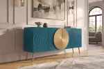 Komoda AURUM 180 CM tyrkysová/zlatá masiv mango