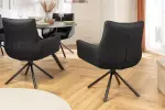 2SET jídelní židle SIGNATURE černá pravá kůže otočná