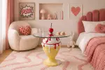 Odkládací stolek ICE CREAM 65 CM červený/bílý