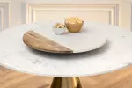 Kulatý jídelní stůl ELEGANCIA 100 CM bílá/mosaz mramor