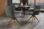 2SET jídelní židle LE GRAND 180° šedá/přírodní žinylková tkanina