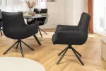 2SET jídelní židle SIGNATURE černá pravá kůže otočná