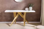 Konzolový stolek ART LIVING 140 CM bílá/zlatá mramor