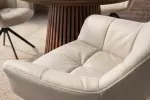 2SET jídelní židle PAPILLON béžová/černá pravá kůže otočná