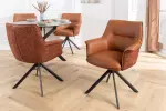 2SET jídelní židle LE GRAND 180° koňakově hnědá/černá pravá kůže/texturovaná tkanina