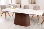 Jídelní stůl UNIQUE II 200 CM bílý mramor/dýha ořech