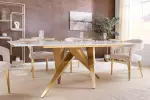 Jídelní stůl ART LIVING 200 CM bílá/zlatá mramor