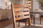 2SET židle MAKASSAR hnědá/tmavě šedá masiv sheesham/umělá kůže