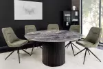 Kulatý jídelní stůl UNIQUE 120 CM šedý mramor/černá