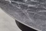Kulatý jídelní stůl UNIQUE 120 CM šedý mramor/černá